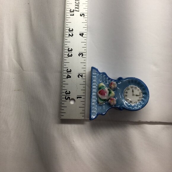 Vintage H Kato Mantle Clock Figurine Ceramic Porcelain Occupied Japan 2.5" Tall - Picture 15 of 15